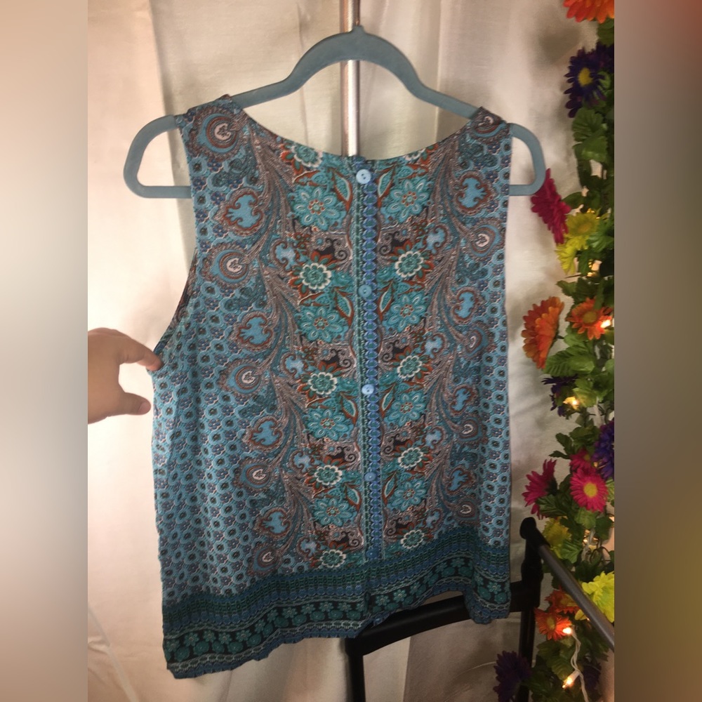 Cynthia Rowley | Women’s Multicolor Paisley Print Pattern Tank Top Blouse - Picture 2 of 12